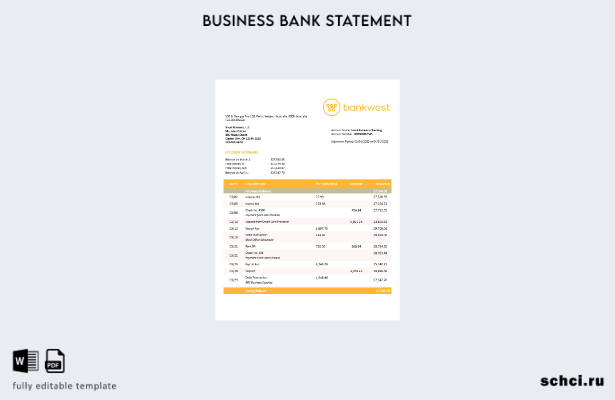 цифровая загрузка выписки по банковскому счету Bankwest в формате Word и PDF шаб